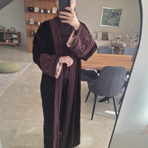 Kimono velours brodé chocolat
