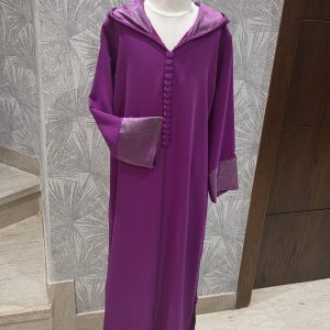 Jellaba boutons  recouverts rose fushia  7/8 ans